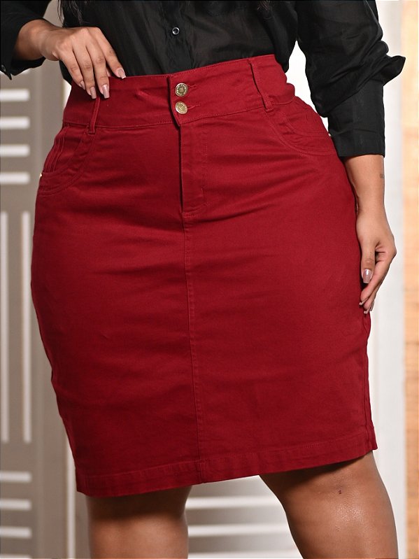 Saia Brim Plus Size Vermelho Bordô Anagrom Ref.253P