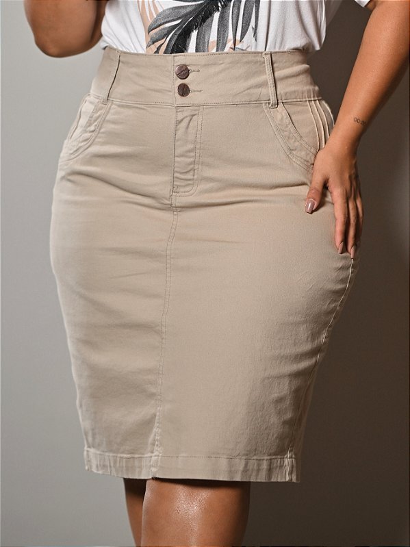 Saia Brim Plus Size Bege Anagrom Ref.254P