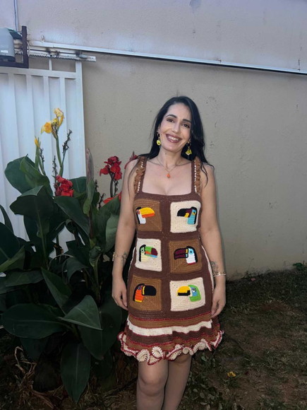 Vestido Crochê Tucanos Sob Medida