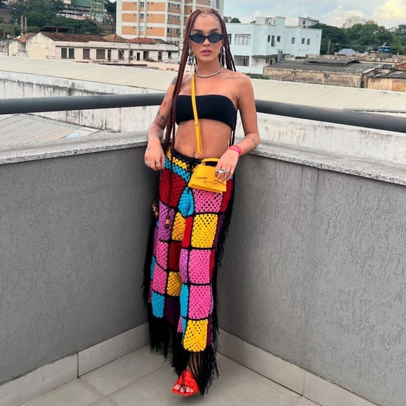 Calça de Crochê Squares com Franjas