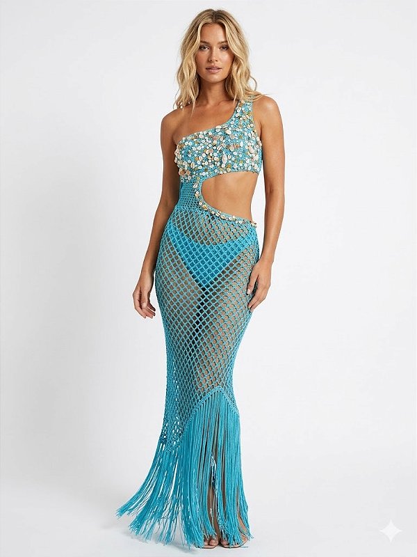 Vestido de Crochê Búzios e Lantejoulas