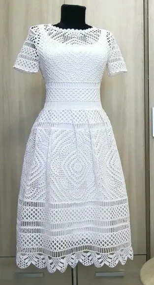 Vestido Crochê Branco para Noiva Casamento