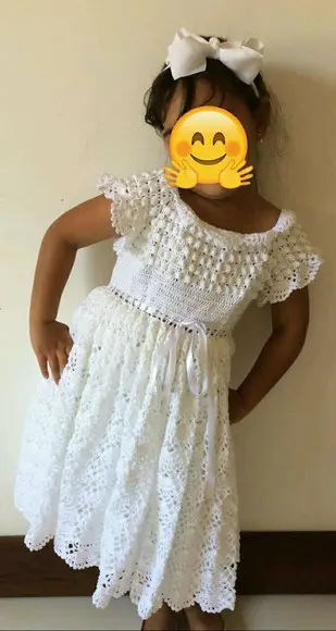 Vestido Infantil Crochê Batizado Daminha