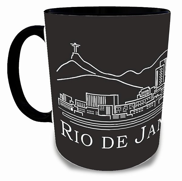 Caneca Personalizada Preta: Linhas do Rio de Janeiro