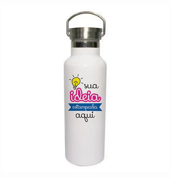 Garrafa Térmica Inox Branca 600ml Personalizada