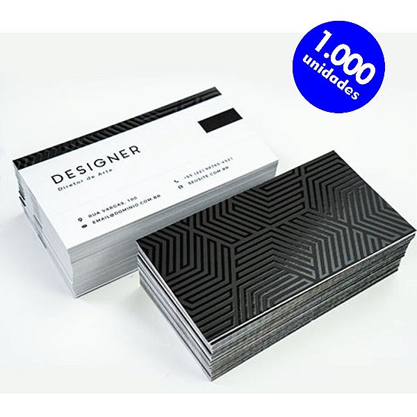 Impressão de 1.000 Cartões de Visita - Papel Laminado com Verniz Localizado