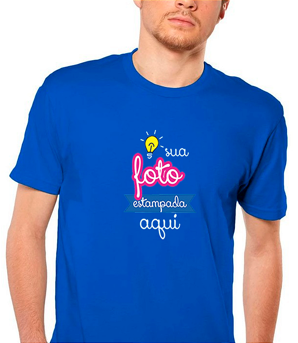 Camiseta Azul Royal Personalizada só Frente 20x28 cm (DTF) em Algodão