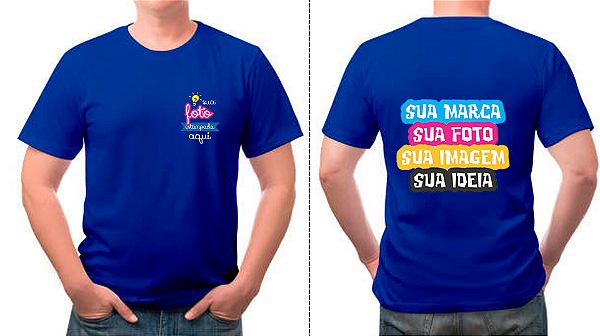 Camiseta Azul Royal Personalizada DTF – Frente 7x7cm e Costas A4