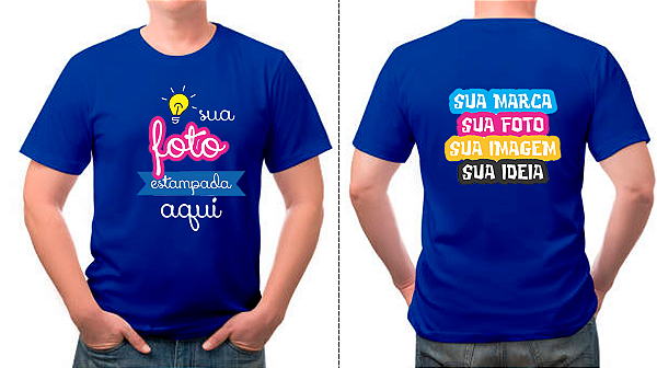 Camiseta Azul Royal Personalizada DTF – Frente e Costas 20x28cm