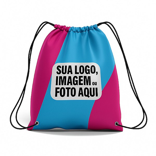 Kit com 5 Sacochilas Personalizadas com Foto, logo e Imagem de seu Jeito