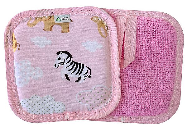 Esponja De Banho Infantil Microfibra Atoalhada - Rosa Zoo