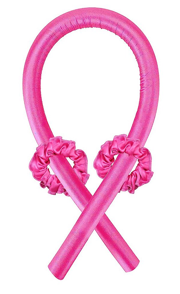 Modelador De Cachos Cetim Curling Rod Sem Calor Antifrizz + 2 Xuxinhas - Pink