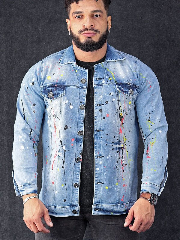 Jaqueta Jeans Splash Slim Fit Destroyed