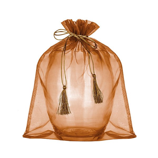 Saquinho de organza Bronze com pingente 45 x 36cm B154931