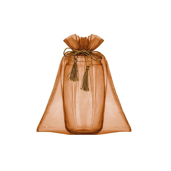 Saquinho de organza Bronze com pingente 35 x 28cm B15801