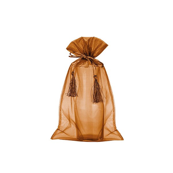 Saquinho de organza Bronze com pingente 35x21cm B154328