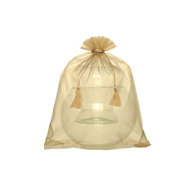 Saquinho de organza  Nude com pingente 35x28cm B155892