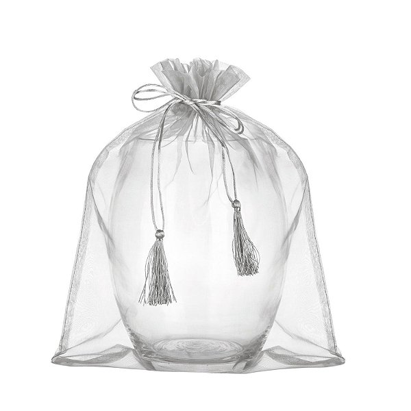 Saquinho de organza Prata com pingente 45x36cm B155392