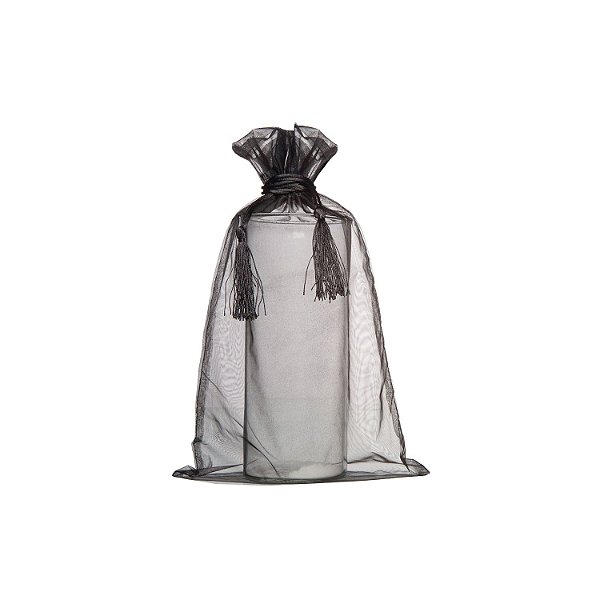 Saquinho de organza Preto com pingente 35x21cm B155971