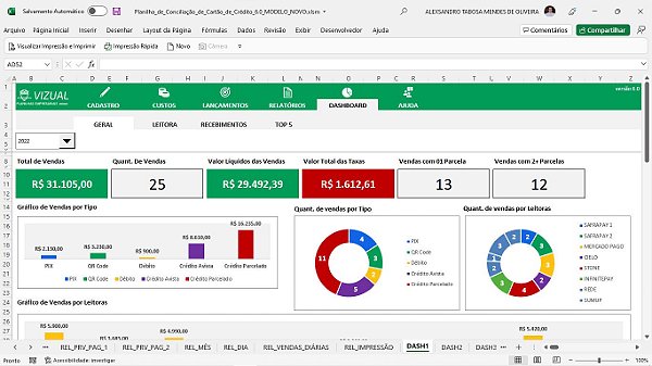 Planilha de Conciliação de Cartão de Crédito Completa em Excel 6.0