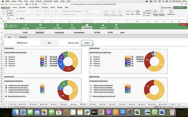 Planilha de Gestão de Compras e Pedidos Completa em Excel 6.3 365 - MAC