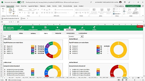 Planilha de Gestão de Compras e Pedidos Completa em Excel 6.2