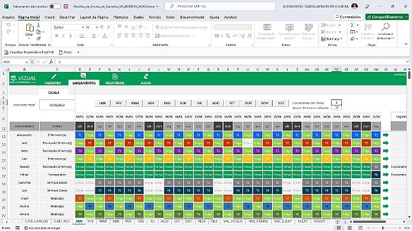 Planilha de Escala de Trabalho em Excel 6.0