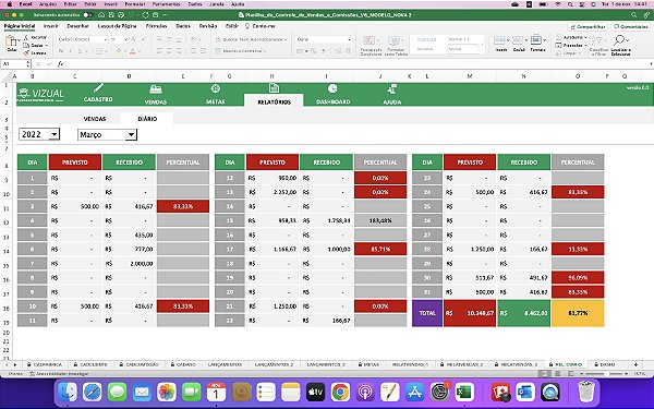 Planilha de Controle de Vendas e Comissões Completa em Excel 6.0 - MAC -  Vizual Planilhas Empresariais - Planilhas em Excel de Alto Padrão para  Empresas