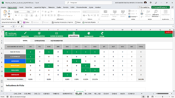 Planilha de Diário de Bordo em Excel 6.0