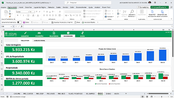 Planilha de Valor de Mercado Valuation em Excel 6.0 Angola