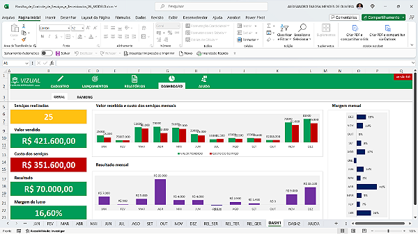 Planilha de Controle de Serviços e Terceirizados em Excel 6.0