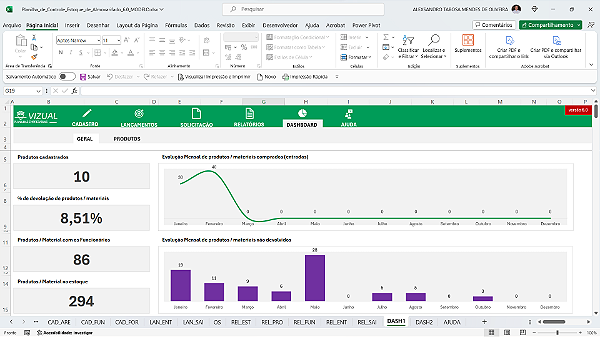 Planilha de Controle de Estoque de Almoxarifado em Excel 6.0