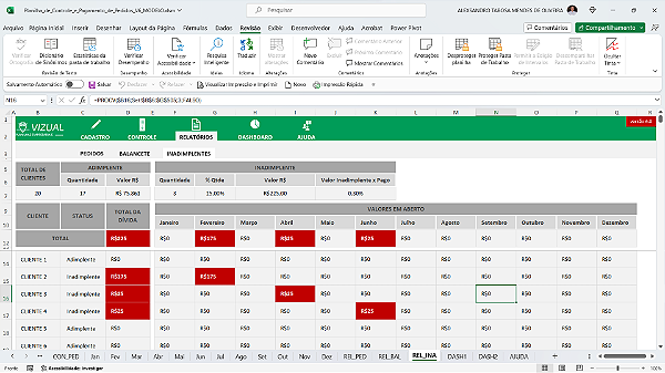 Planilha de Controle e Pagamento de Pedidos em Excel 6.0