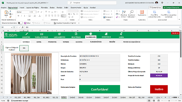 Planilha de Controle de Estoque e Vendas Completa em Excel 6.2 365