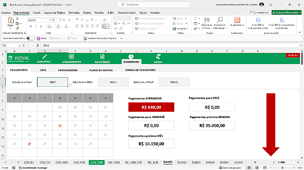 Planilha de Contas a Pagar em Excel 6.1 365