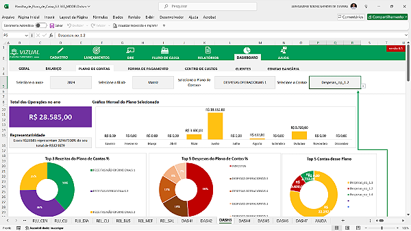 Planilha de Fluxo de Caixa Completo em Excel 6.3 365