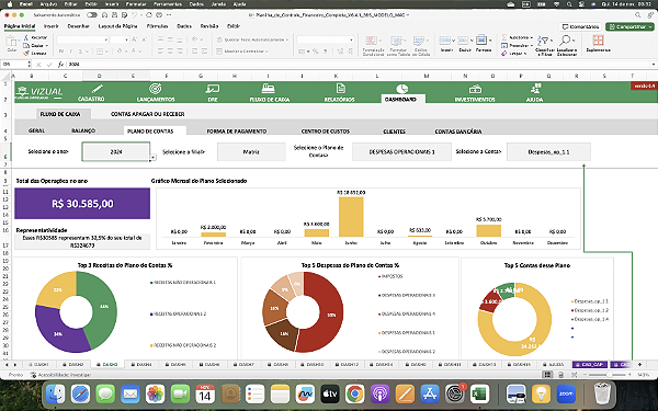 Planilha de Controle Financeiro Completa em Excel 6.4 365 - MAC