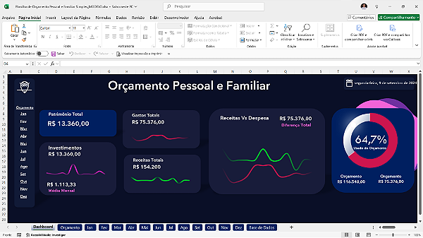 Planilha de Orçamento Pessoal e Familiar Simples em Excel