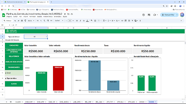 Planilha de Controle de Carteira de Investimentos em Google 6.0