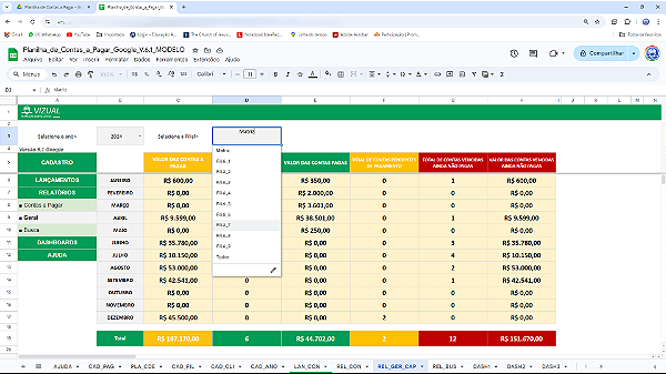 Planilha de Contas a Pagar em Google 6.1