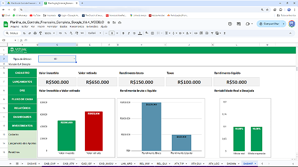 Planilha de Controle Financeiro Completa em Google 6.4