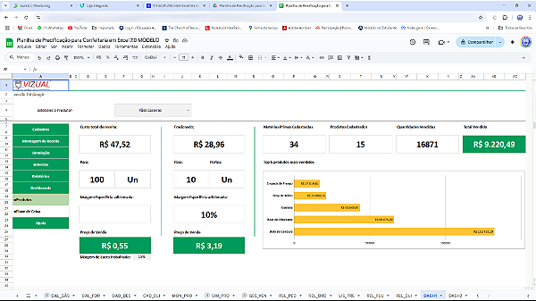 Planilha de Precificação para Confeitarias Ficha Técnica em Google 7.0