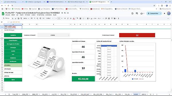 Planilha PCP - Planejamento e Controle de Produção em Google 7.0