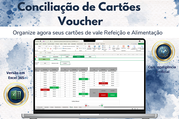 Planilha de Conciliação de Vendas de Cartões Voucher em Excel 7.0