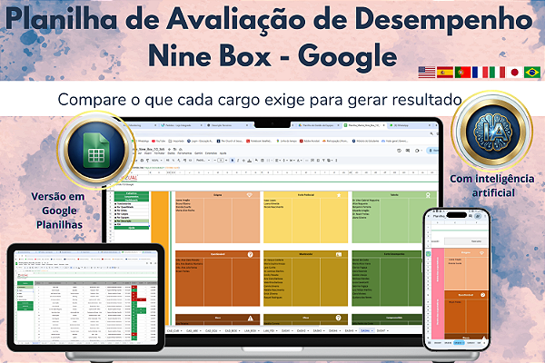 Planilha Matriz Nine Box de Avaliação de Desempenho em Google 7.0