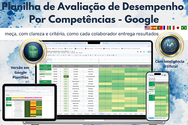 Planilha de Avaliação de Desempenho por Competência em Google 7.0