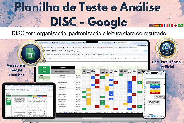 Planilha de Teste e Análise de Perfil Comportamental DISC em Google 7.0