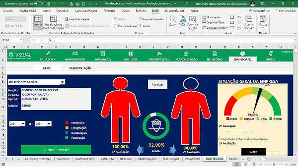 Planilha de Controle Completo de Avaliação de Desempenho em Excel 6.0