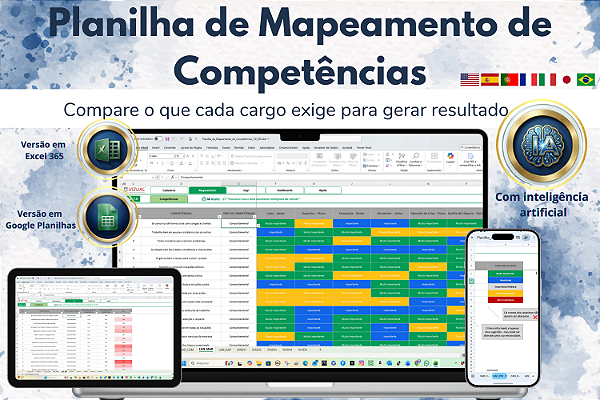 Planilha de Mapeamento de Competências em Excel 7.0 365