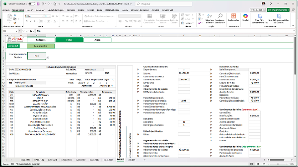 Planilha de Conferência da Folha de Pagamento em Excel 7.0